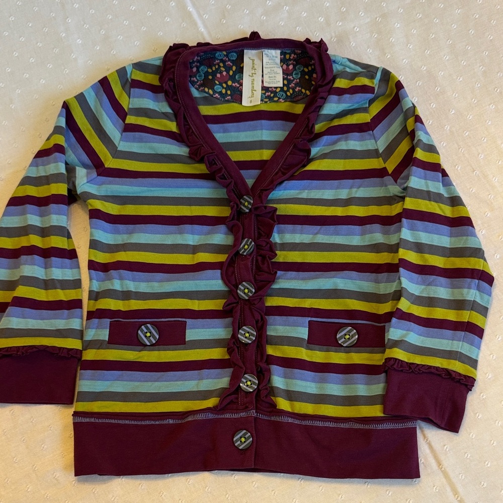 Matilda Jane Striped Plum Kitten Cardigan Size 6